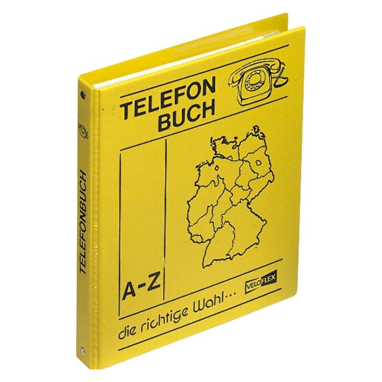 Veloflex 5158000 - Telefonringbuch, DIN A5 4- Rund- Ring- Mechanik, 16 mm breit gelb (A5, 16 mm, 1 Stk.) (5158 000)