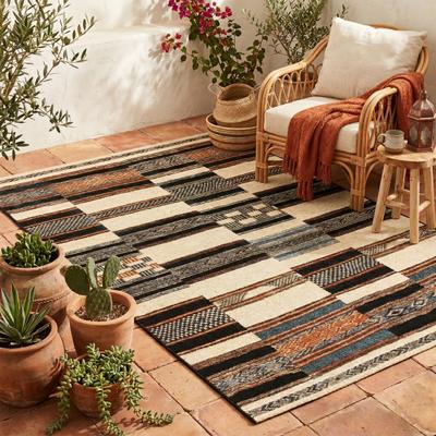 Teppich GINO FALCONE "Outdoor-Africa 41", beige, B:60cm H:5mm L:100cm, Kunstfaser, Teppiche, Teppich, Flachgewebe, In- und Outdoor geeignet, Wohnzimmer