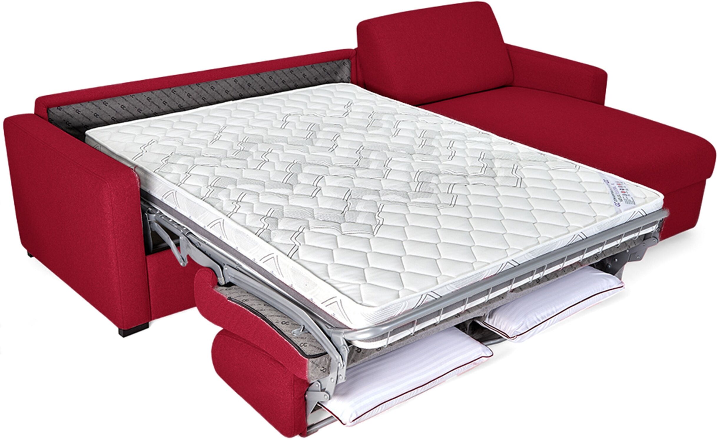 convertiblecenter MILANO - Canapé d'angle convertible 6 places - Tweed, Rouge