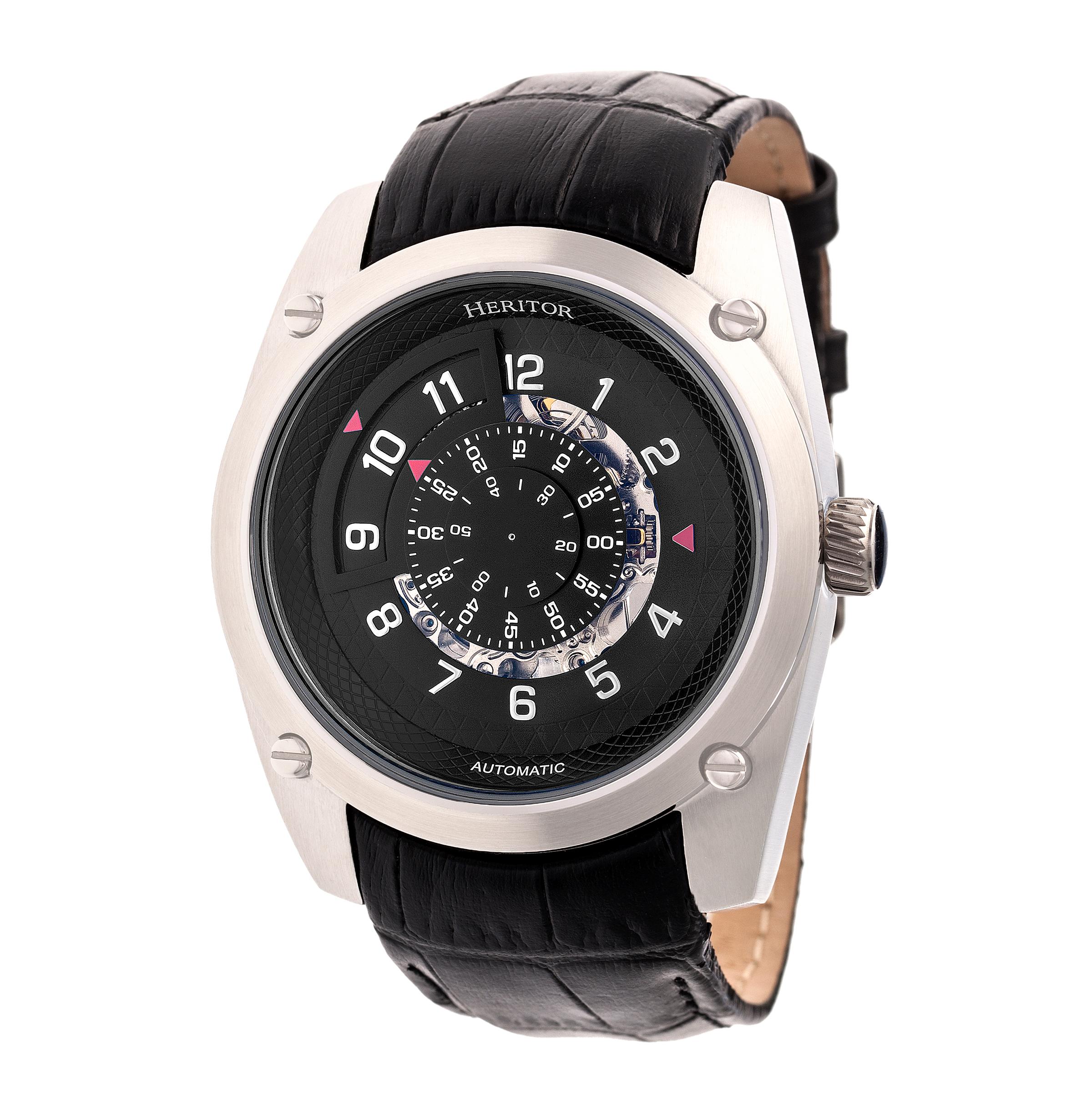 Heritor automatisch Daniels semi-skelet horloge met leren band