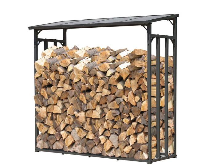 Quick Star Kaminholzregal Außen Metall Pro, Mehrere Größen, Mit / Ohne Wetterschutz, BxTxH:130x70x185 cm