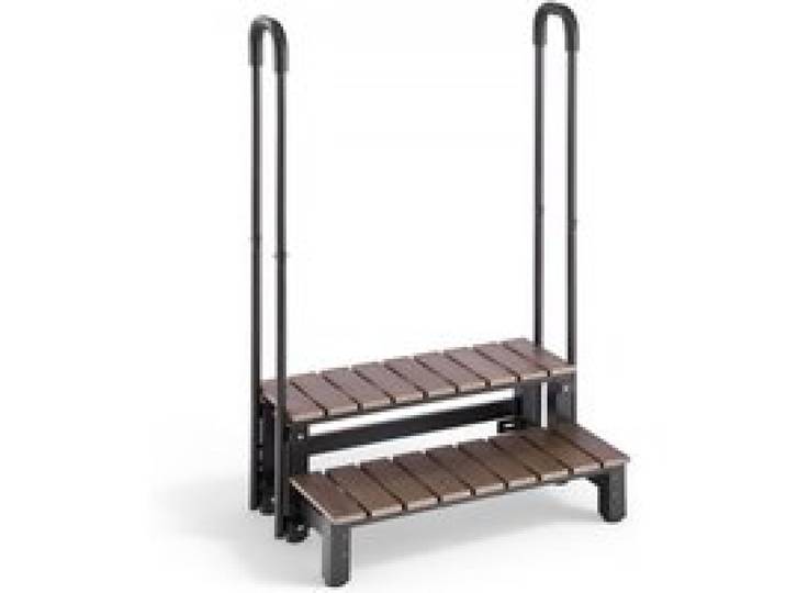 VEVOR Escalier pour Spa à 2 Marches avec Mains Courantes Capacité 250 kg, Marchepied Antidérapant, Largeur 820 mm, Structure Acier et HIPS, pour Piscine Hors-sol, Spa Gonflable, Camping-car, Terrasse