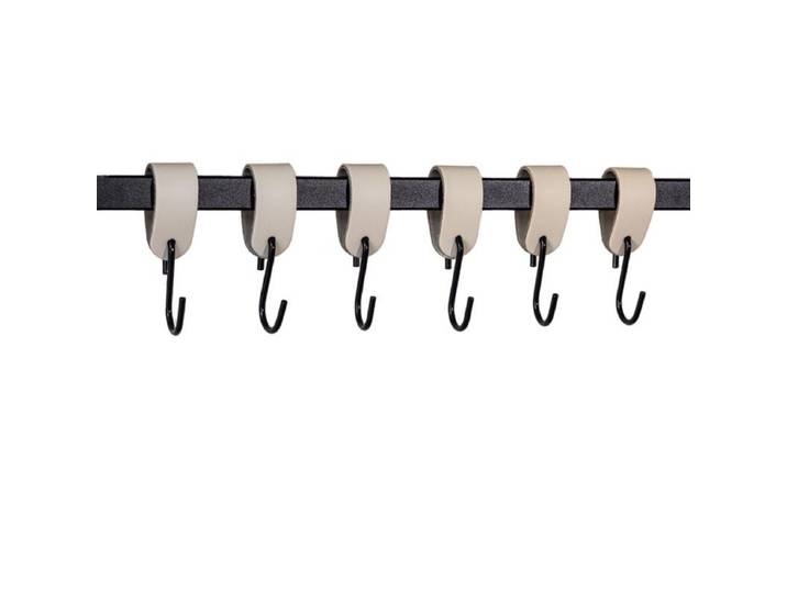 Metallbude Leder S-Haken im 3er oder 6er Set - Beige/Schwarz , 6