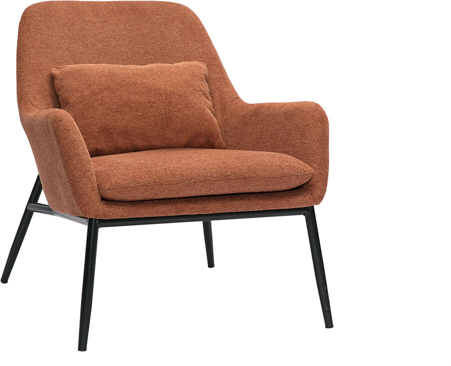 Miliboo Design-Sessel im terracottafarbenem Samtdesign mit schwarzem Metall MAXINE