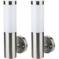 2er Set LED Außen Wand Leuchten Edelstahl Fassaden Strahler Garten Beleuchtung Terrassen Lampen
