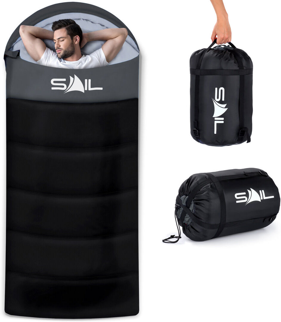 SAIL XL Sleeping Bag for 3-4 Season (400gsm) Black 1 Person