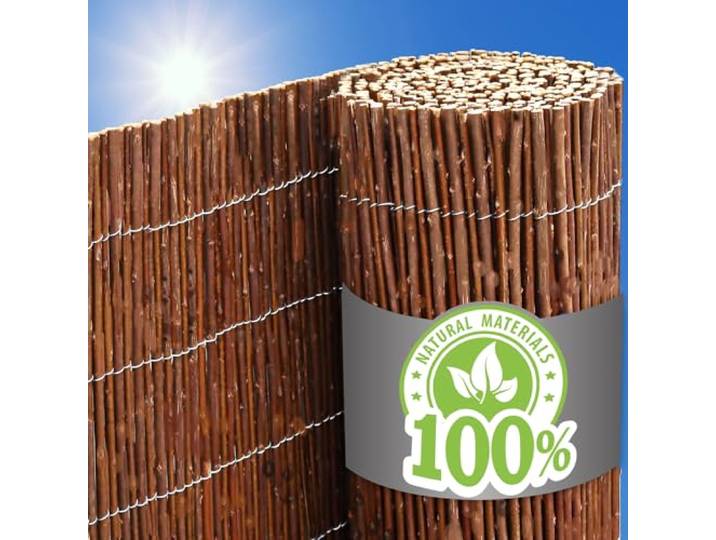 UrFence Balkon Sichtschutz Weide 80x600 cm - Gartenzaun Weidenzaun - Balkonverkleidung Wetterfest - Sichtschutzmatte Holz - Sonnenschutz Sichtschutzzaun Garten Terrasse Weidenmatte Rollzaun Holzzaun