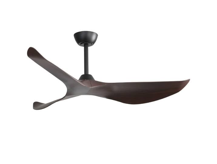 Ventilateur de plafond design 132 cm, moteur dc, sans lumière, noir