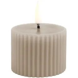 Uyuni LED Stumpenkerze 5,8x4,5cm grooved sandstone