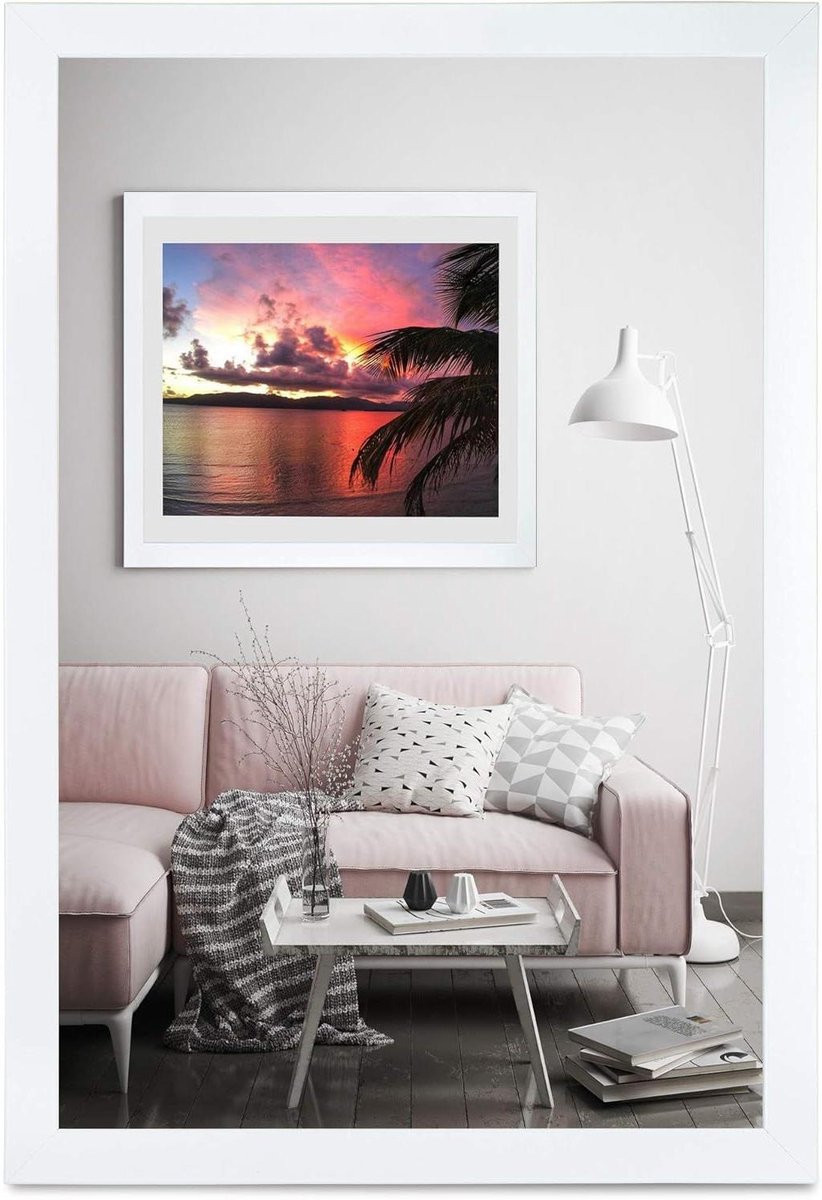 Alice Fotolijst Decoratielijst met Shatter-proof Acrylglas in Glans Wit - 70 x 100 cm