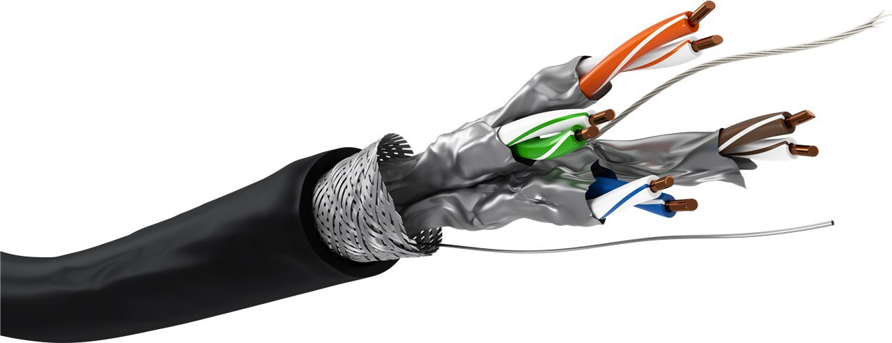 Goobay CAT 6 buitenkabel netwerk S/FTP PiMF zwart 100 meter