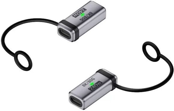 INF 240W USB-C Buchse-zu-Buchse Adapter - 120Gbps Daten, 16K Video (2er-Pack) Silber