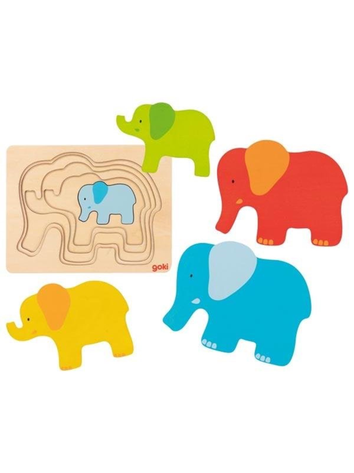 Goki Wooden Layer Puzzle Elephant 5 pcs. Holz