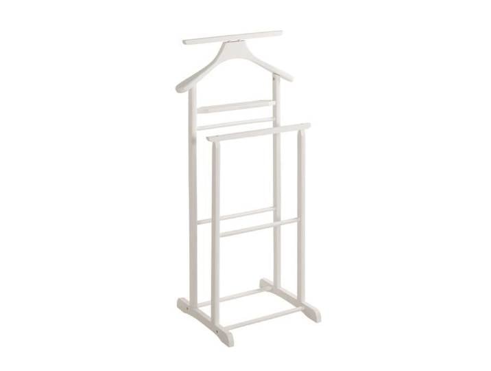 Valet de nuit double valet de chambre en bois massif hévéa coloris blanc - longueur 47 x profondeur 36 x hauteur 102 cm