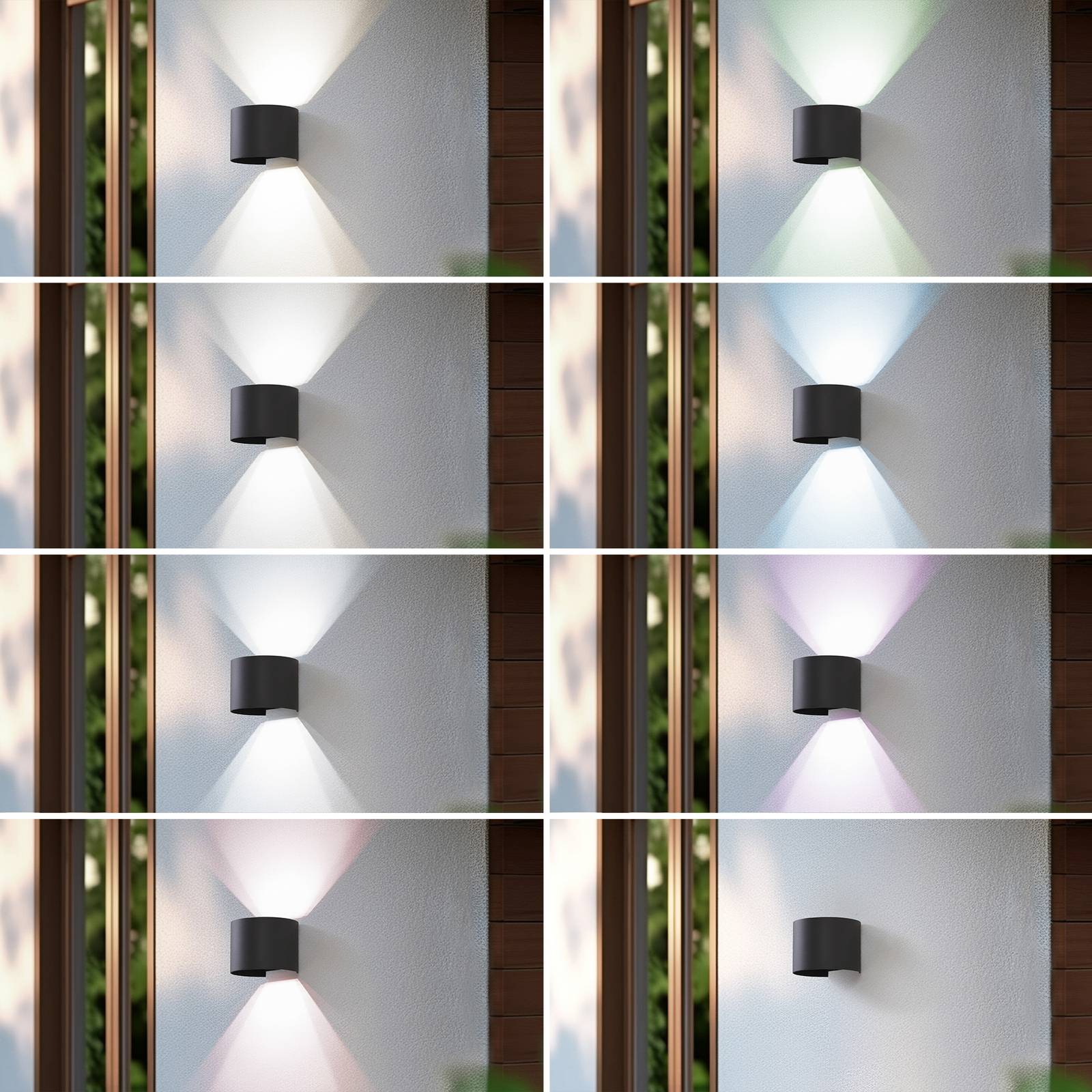 Lindby Smart LED outdoor wall lamp, Dara, Grey, Round, CCT RGB, Tuya Dara Lindby, dimmable, Alu / grey / zinc, Plastic, Modern