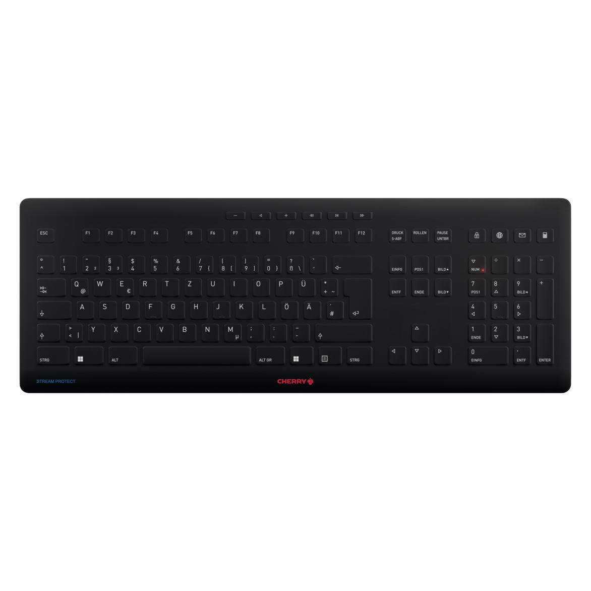 Cherry TAS STREAM PROTECT KEYBOARD Wireless DE-Layout sw (DE, Kabelgebunden) (JK-8552DE-2)