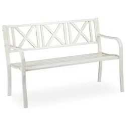 relaxdays Stahl-Gartenbank für 2 Personen weiß-gold, 121 cm