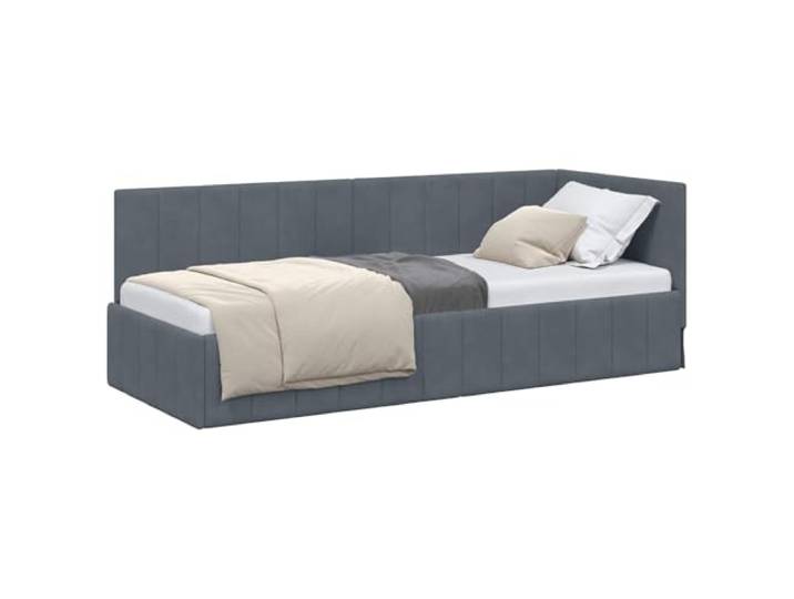 PUGYNBK Eckbettgestell Dunkelgrau, 80 cm x 200 cm Sperrholz und Massivholz, Kopfteil schwenkbar, platzsparendes Design, moderner Stil