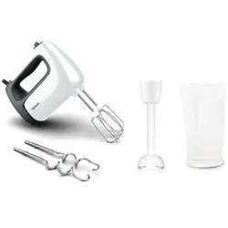 TEFAL Handmixer 500W 5Stufen Turbo Mixb. Mat-Pürrierst. ws-sw HT 4611