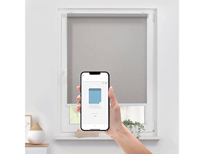 Lichtblick Bluetooth Rollo Tageslicht ohne Bohren Taupe 75 cm x 190 cm (B x L)