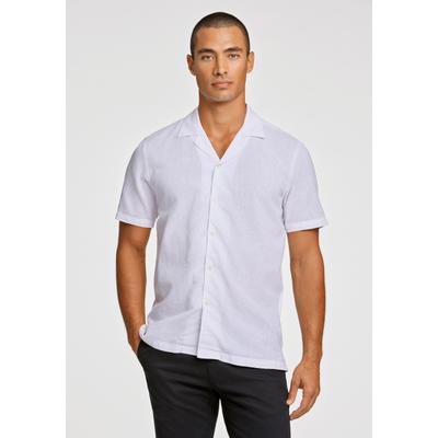 Leinenhemd LINDBERGH "Leinenhemd (Kurzarm) Relaxed Fit", Herren, Gr. 3XL, Normalgrößen, weiß, Obermaterial: 55% Leinen, 45% Baumwolle, Hemden