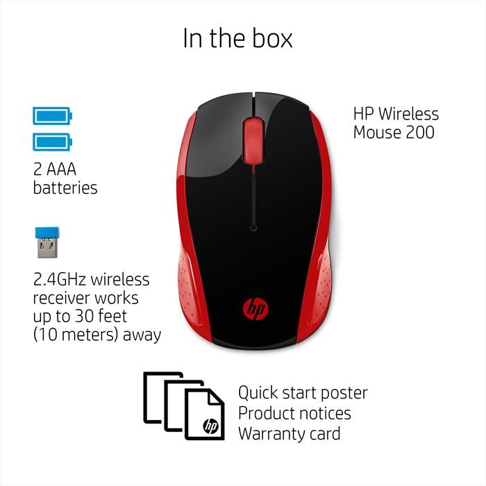HP Mouse 200 Wireless-rosso Imperatrice