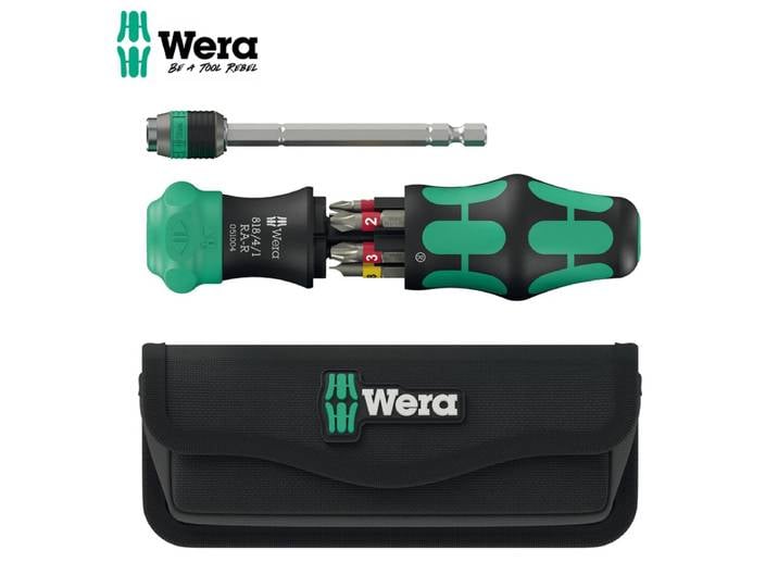 WERA 05051515001 Kraftform Kompakt 25 RA-R avec pochette 6 pièces travail rapide changement rapide poignée télescopique Portable