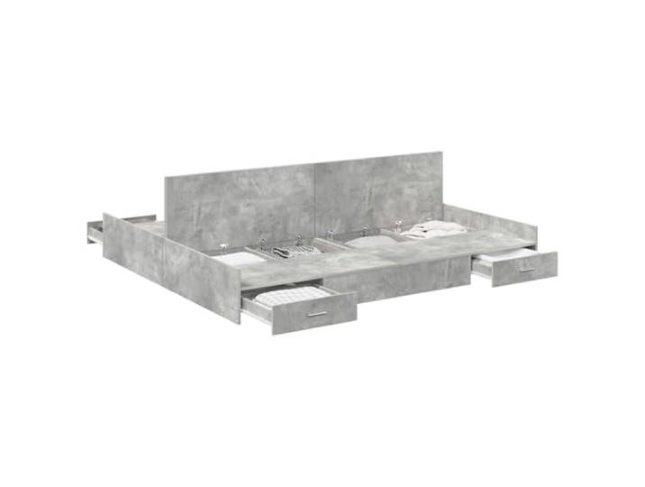 PUGYNBK Bett mit Schubladen, Grau, Beton, 180 x 200 cm Massives Kiefernholz, minimalistischer Stil, integrierte Schubladen, einfache Reinigung