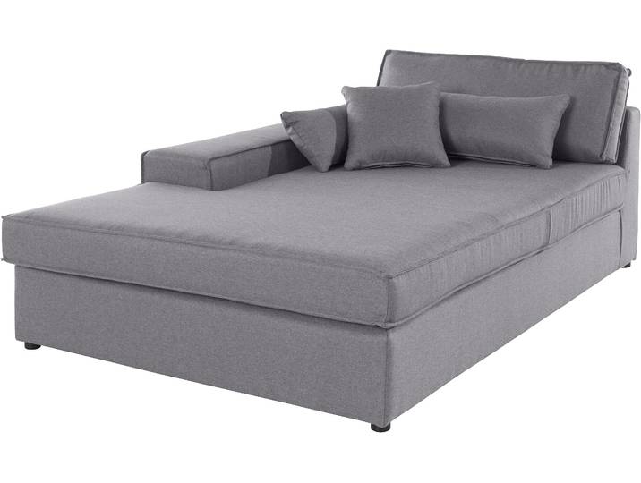 Ottomane, Baumwollmix & Polyester, Hellgrau, 130×75×190 cm, Fester Sitzkomfort, Landhaus, RAUM.ID
