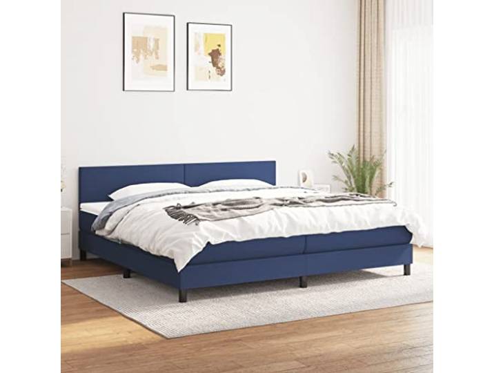 RJPLMFV Lattenrost, komplett, 200 x 200 cm, Blau Verstellbarer Kopf, Matratze mit Taschenfedern, Rückenstütze, mittlere Festigkeit