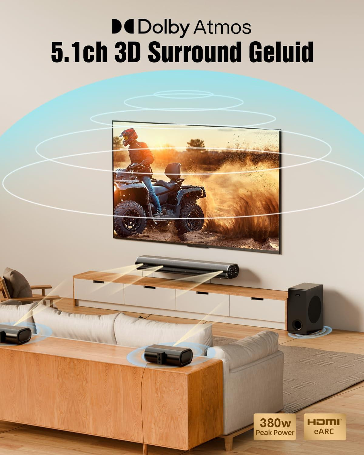Selius 5.1-kanaals Soundbar Surround Sound System met Dolby Atmos