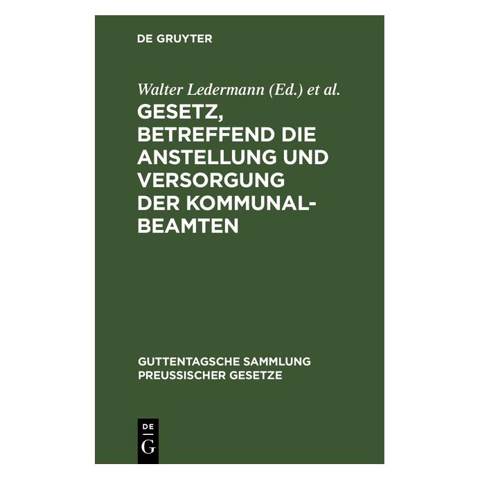 De Gruyter Gesetz, betreffend die Anstellung und V (67772028)