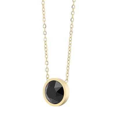 Kette ohne Anhänger ADELIA´S "Halskette aus Edelstahl mit Kristall 43+5", schwarz (gold), Halsketten, Damen, 48cm, Edelstahl, Zum Verschenken – passend für viele Anlässe