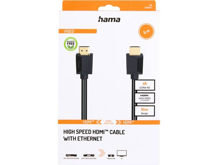Hama High Speed HDMI™-Kabel, 4K, Stecker–Stecker, Ethernet, 5,0 m