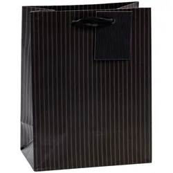 TSI Geschenktaschen Nadelstreifen schwarz, 18,0 x 23,0 cm
