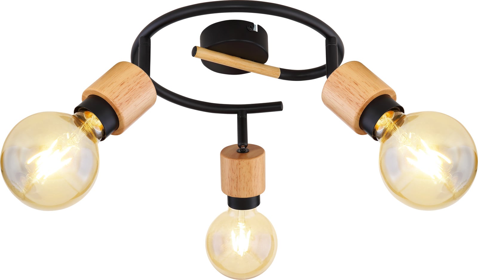 Globo Lighting Plafondlamp Jorna 3-lichts zwart met hout