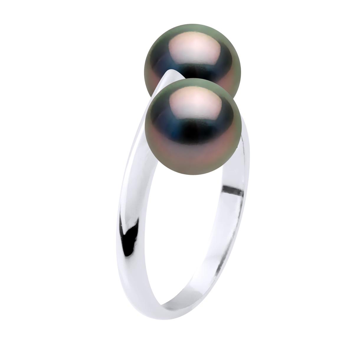 Ring You & Me – 2 echte Tahiti-Zuchtperlen rund 8–9 mm