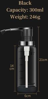 ModernMart Glass Sauce Dispenser Pump Bottle For Honey, Syrup, Ketchup & Oil black 300ml