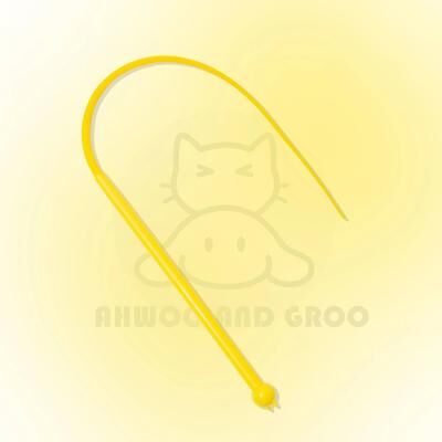 Inspired Finds Macaron Mouse Tail Cat Wand Toy With Bell & Flexible Silicone Teaser Tail yellow