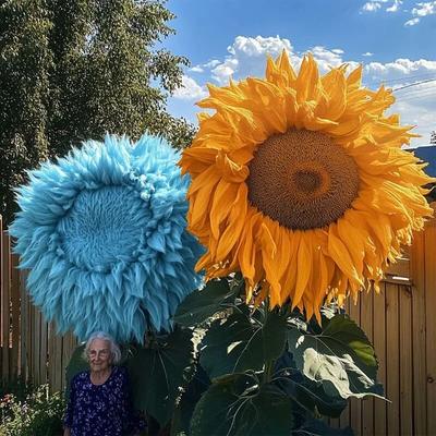 Rare Yellow & Blue Mixed Enchanting Giant Teddy Bear Sunflower Seeds Rare Yellow & Blue Mixed Enchanting Giant Teddy Bear Sunflower Seeds