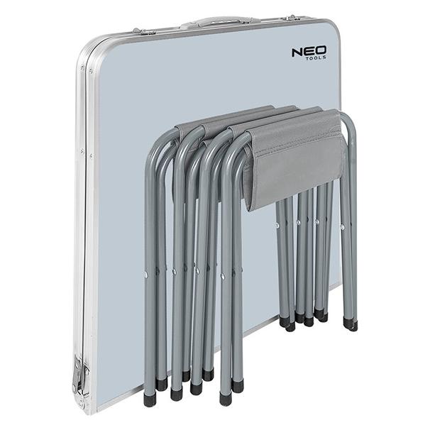 Neo Ein Set aus Campingtisch und 4 Stühlen, zusammengefaltet in einem Koffer (TOP-63-159)