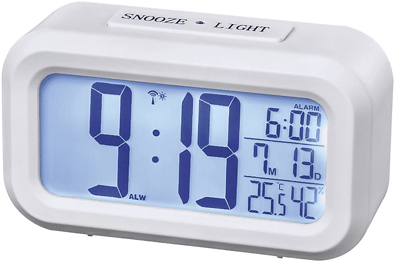 Reloj despertador - Hama RC 660, Digital, Higrómetro, Luz nocturna, Repetición, Termómetro, Blanco