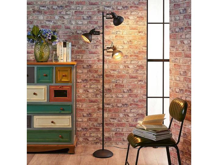 Lampadaire sur pied Lilly Lindby, noir, Salon / Salle à manger, Métal, Industriel, Lampadaire