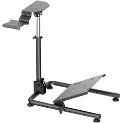 White Shark CONQUEROR-2 Foldable Racing Steering Wheel Stand With Gear Shifter Mount, Sim Rig, Schwarz, Grau, Rot