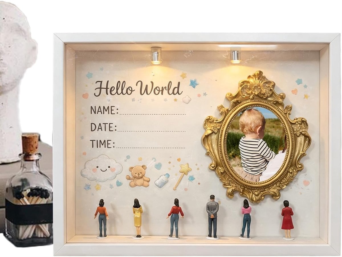 Mini Museum Lijst met Geïntegreerde Verlichting voor Kinderkunst, 33 x 23 cm