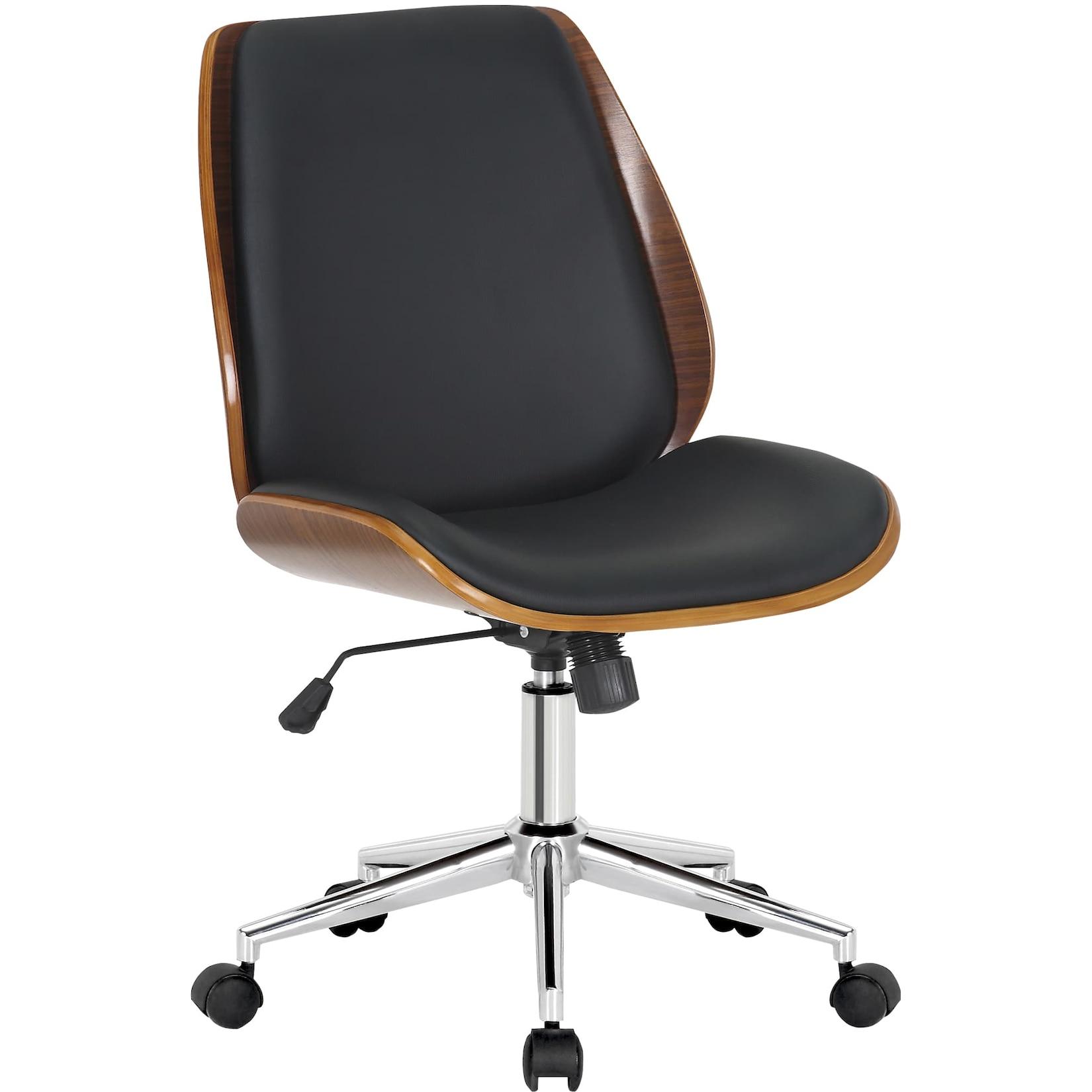 CLP Bürostuhl Ergonomisch Mitch, höhenverstellbarer Schreibtischstuhl für Home Office und Büro, Drehstuhl mit Holzschale mit Wippfunktion