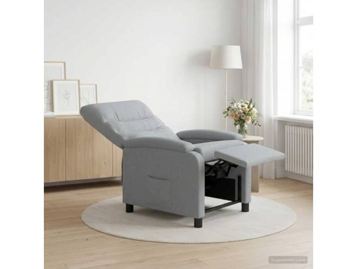 Relaxsessel Hellgrau Stoff mit verstellbarer Neigung 100 % Polyester,Metall- und Holzwerkstoffrahmen,Neigung 115° bis 160°,Schaum- und Füllfaserfüllung