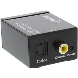 INLINE Audio-Konverter Digital zu Analog, Eingang Toslink oder Cinch, Ausgang 2x Cinch Stereo