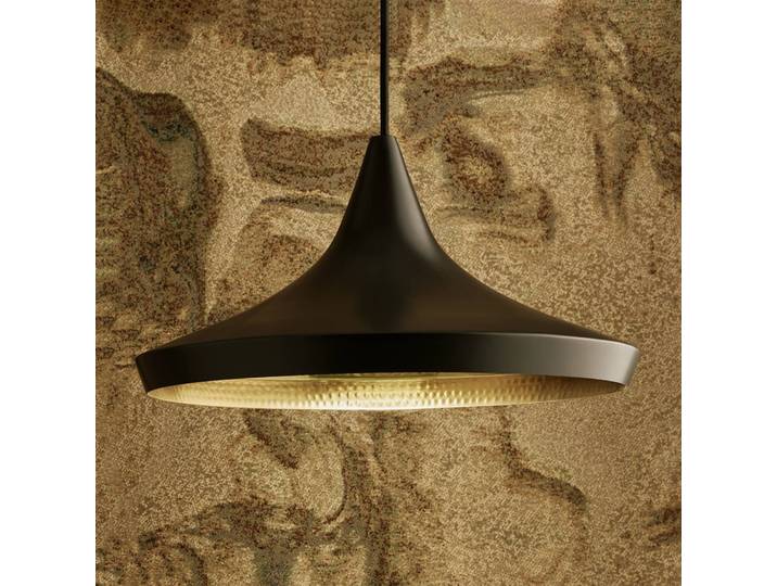 Design hanglamp Beat Wide, dimbaar, zwart, Woon-/ Eetkamer, Messing, Design, hanglamp