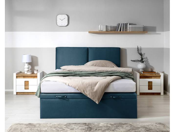 Boxspringbett Bazem 160 x 200cm Samt Onoli Blau ohne Matratze